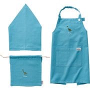 548622 [habituel（アビチュアル） Dear ディアー バンダナ・巾着付きキッズ エプロンセット M 100cm～130cm エプロン/約着丈56cm×身巾60cm バンダナ/約幅53cm×高さ36cm 巾着/約幅26.5cm×高さ25cm ライトブルー]