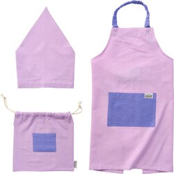 habituel（アビチュアル） Mate メイト バンダナ・巾着付き キッズ エプロンセット L 130cm～150cm エプロン/着丈68cm×身巾70cm バンダナ/幅53cm×高さ36cm 巾着/幅27cm×高さ27cm ラベンダー 548707
