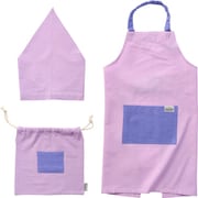 548707 [habituel（アビチュアル） Mate メイト バンダナ・巾着付き キッズ エプロンセット L 130cm～150cm エプロン/着丈68cm×身巾70cm バンダナ/幅53cm×高さ36cm 巾着/幅27cm×高さ27cm ラベンダー]