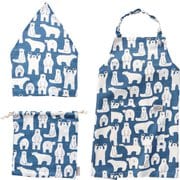 452653 [habituel（アビチュアル） Cony コニー バンダナ・巾着付き キッズ エプロンセット M 100cm～130cm エプロン/約着丈56cm×身巾60cm バンダナ/約幅53cm×高さ36cm 巾着/約幅26.5cm×高さ25cm ブルー]