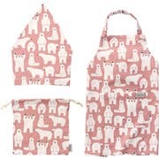 452660 [habituel（アビチュアル） Cony コニー バンダナ・巾着付き キッズ エプロンセット M 100cm～130cm エプロン/約着丈56cm×身巾60cm バンダナ/約幅53cm×高さ36cm 巾着/約幅26.5cm×高さ25cm ピンク]