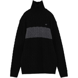 TRM 24FW ミニCableSweater 7AK042_0BLK_L