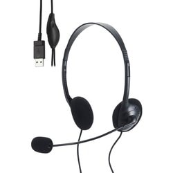 有線ヘッドセット USB 接続 ステレオ オーバーヘッド 軽量 小型 ミュート機能 ブラック HS-HP14SUBK