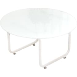 円形 ガラステーブル 幅75 ROND（ロント） ホワイト ONTB0247GLWHT
