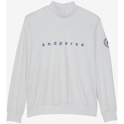 新品 アンパスィand per se メンズ モックネックシャツ ホワイト M and per se アンパスィ モックネックシャツ 長袖 メンズ ゴルフ
