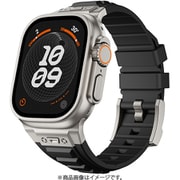 IQ-AW052B45-BKS [Apple Watch 49/45/44/42mm用 アクティブシリコンベルト BD005 （052） ブラック×シルバー]