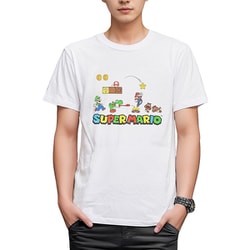 スーパーマリオ Tシャツ ステージ WHITE XLサイズ [キャラクターグッズ]