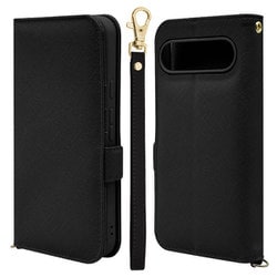 8075P9PLBHSBK [Google Pixel 9 Pro XL 手帳型 カード入れ おしゃれ スタンド機能 シンプル ハンドストラップ付き マグネット式 ピクセル ブラック]