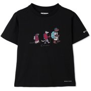 レークトゥーアべニューショートスリーブTシャツ Y Lake to Avenue Short Sleeve T-Shirt PY0205 010 Black, Hike Print XSサイズ [アウトドア トップス 半袖 キッズ]