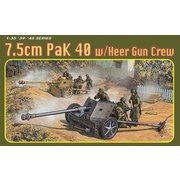 DR6249SP 1/35 WW.II ドイツ軍 7.5cm 対戦車砲 Pak40 アルミ砲身/3Dプリントマズルブレーキ/砲兵フィギュア4体付属 豪華仕様 [組立式プラスチックモデル]