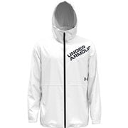 UAトリコット ラインド ウーブン ジャケット 1388237 100 WHT MDサイズ [ランニングウェア ジャケット メンズ]