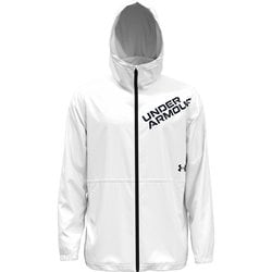 UAトリコット ラインド ウーブン ジャケット 1388237 100 WHT SMサイズ [ランニングウェア ジャケット メンズ]