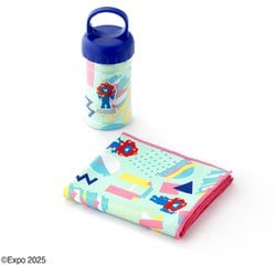 クールタオル 30cm×110cm 2025大阪・関西万博公式ライセンス商品 ミャクミャク レトロポップ ブルー ボトルパッケージ入り 29-2155200