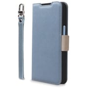 CR_AW4CSPLNA_AG [AQUOS wish4用 手帳型ケース カード収納 スマホストラップ スタンド機能 PU レザー デニム NU アリスブルー×グレージュ]