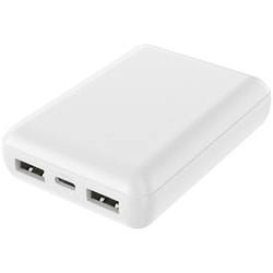 空調服対応 高性能IC搭載 大容量 コンパクト モバイルバッテリー 10000mAh ホワイト HD3-MBTC10000WH