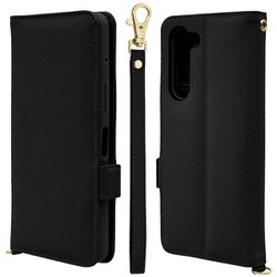 7990ARWE2PBHSBK [arrows We2 Plus用 手帳型 カード入れ おしゃれ スタンド機能 シンプル ハンドストラップ付き マグネット式 ブラック アローズ]
