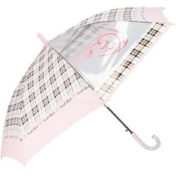 24690 ジュニア耐風傘 透明窓付き 55cm 長傘 スイートチェックPI 2mytaifujun55