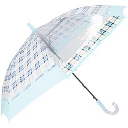24690 ジュニア耐風傘 透明窓付き 55cm 長傘 スイートチェックSKY 2mytaifujun55