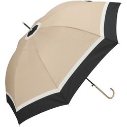 amusant sous la pluie 60cm スリム耐風長傘 8mm PUレザー 17140.ナチュラルボーダー ベージュ mytaifu8slim