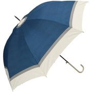 amusant sous la pluie 60cm スリム耐風長傘 8mm PUレザー 17140.ナチュラルボーダー ネイビー mytaifu8slim