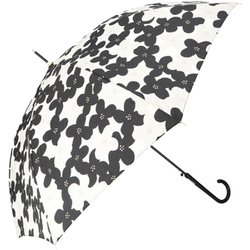 17850 amusant sous la pluie 60cm 耐風 スリム 長傘 フラワープリントBK mytaifu8slim4
