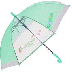 24600 ジュニア耐風傘 透明窓付き 55cm 長傘 キャンディユニコーンMINT 2mytaifujun55