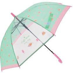 24630 ジュニア耐風傘 透明窓付き 55cm 長傘 カフェタイムMINT 2mytaifujun55