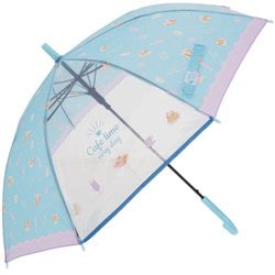 24630 ジュニア耐風傘 透明窓付き 55cm 長傘 カフェタイムSKY 2mytaifujun55