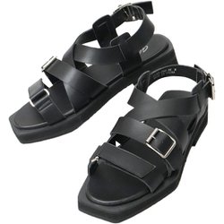 glbt290 [glbt290 glabella SQOUARE TOE STRAP SANDALS Lサイズ(27.0-27.5cm) BLACK]