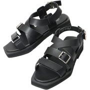 glbt290 [glbt290 glabella SQOUARE TOE STRAP SANDALS Lサイズ(27.0-27.5cm) BLACK]