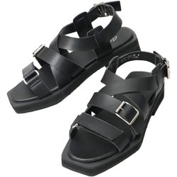 glbt290 [glbt290 glabella SQOUARE TOE STRAP SANDALS Mサイズ(26.0-26.5cm) BLACK]