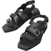 glbt290 [glbt290 glabella SQOUARE TOE STRAP SANDALS Sサイズ(25.0-25.5cm) BLACK]