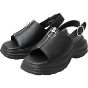 glbt291 [glbt291 glabella SQUARE TOE ZIP SANDALS Lサイズ(27.0-27.5cm) BLACK]