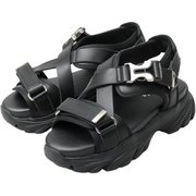 glbt288 [glbt288 glabella CHUNKY SOLE STRAP SANDALS Sサイズ(25.0-25.5cm) BLACK]