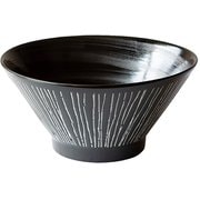 反型 丼 ボウル 約19cm 彫十草 黒 89-101