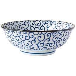 丸型 ラーメン丼 鉢 ボウル 約19.5cm 和文様 唐草 81-202