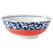 丸型 ラーメン丼 鉢 ボウル 約19.5cm 丸唐草 赤 81-204