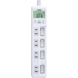 賢く節電ワットメーター付きタップ 4個口 コード長2m 180°スイングプラグ ホコリ防止シャッター付き 背面に強力磁石付き ETA-NWM420-W
