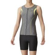 すらっとセパ 大きめカラースナップ付きフルジップセパレーツ 差し込みフィットパッド LAR3241W GYYL グレー×イエロー Lサイズ [水着 レディース]