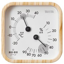 アナログ温湿度計 3WAY（マグネット・置き式・壁掛け） ゾーンマーク付き 木目調デザイン ホワイトウッド TT-590-WH