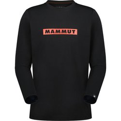 キューディー ロゴ プリント ロングスリーブ Tシャツ アジアンフィット メン QD Logo Print Longsleeve T-shirts AF Men 1016-01030 00778 black-mammut red PRT2 Sサイズ(日本：Mサイズ) [アウトドア カットソー メンズ]