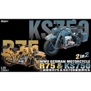 L3527 1/35 WWII ドイツ軍用バイクセット KS750＆R75 [組立式プラスチックモデル]
