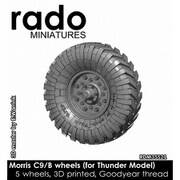 RDM35S21 1/35 WWII イギリス モーリスボフォースC9/B用自重変形タイヤセット #2 グッドイヤータイヤ 3Dプリント製 （サンダーモデル用） [プラモデル用パーツ]