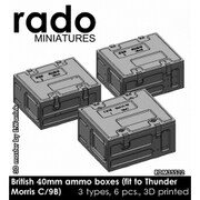 RDM35S22 1/35 WWII イギリス ボフォース40mm機関砲用弾薬箱セット 3タイプ 6個入 （サンダーモデル製 モーリスボフォースC9/B用） [プラモデル用パーツ]