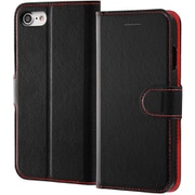 RT-P24NELC1/BR [iPhone SE（第3世代）/SE（第2世代）/8/7用 Like standard マグネットベルト シンプル 手帳型レザーケース/ブラック_レッド]