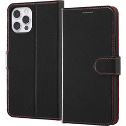 RT-P27NELC1/BR [iPhone 12/12 Pro用 Like standard 耐衝撃 マグネットベルト シンプル 手帳型レザーケース/ブラック_レッド]