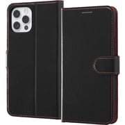RT-P27NELC1/BR [iPhone 12/12 Pro用 Like standard 耐衝撃 マグネットベルト シンプル 手帳型レザーケース/ブラック_レッド]