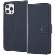 RT-P27NELC1/DN [iPhone 12/12 Pro用 Like standard 耐衝撃 マグネットベルト シンプル 手帳型レザーケース/ダークネイビー]