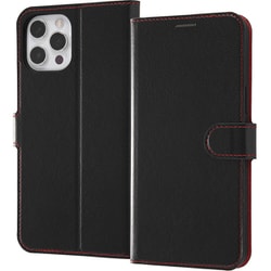 RT-P28NELC1/BR [iPhone 12 Pro Max用 Like standard 耐衝撃 マグネットベルト シンプル 手帳型レザーケース/ブラック_レッド]