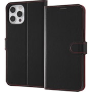 RT-P28NELC1/BR [iPhone 12 Pro Max用 Like standard 耐衝撃 マグネットベルト シンプル 手帳型レザーケース/ブラック_レッド]